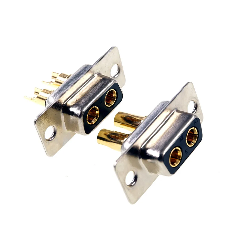 

20pcs D-Sub Connector 30 A High Power 2 Position 2 Pin Combo Socket Receptacle Female Machined 2W2 Gold Panel Mount Wire Solder