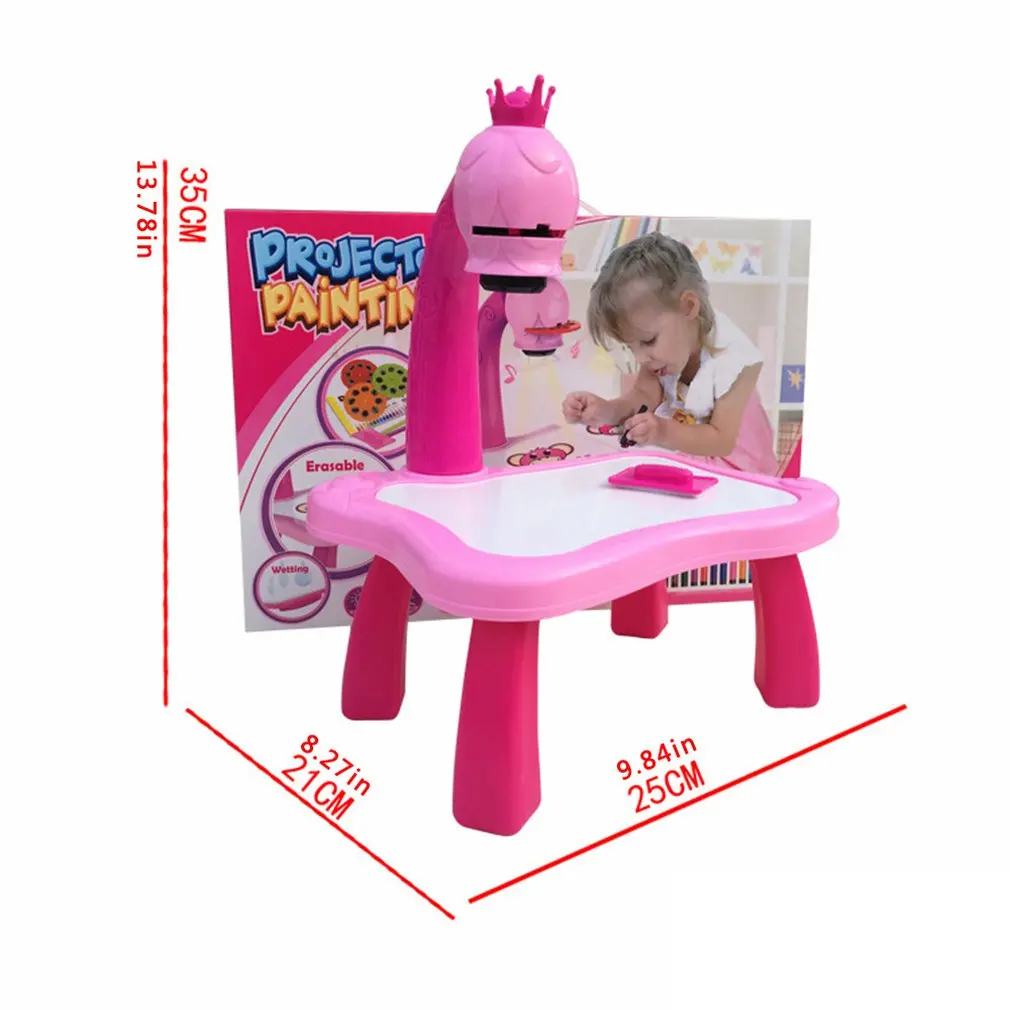 

Child Learning Desk With Smart Projector Kids Painting Table Toy With Light Children Educational Tool Drawing Table