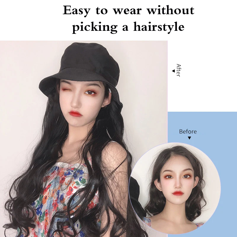 AILIADE Рыбацкая шляпа длинные кудрявые вьющиеся волосы для наращивания парик