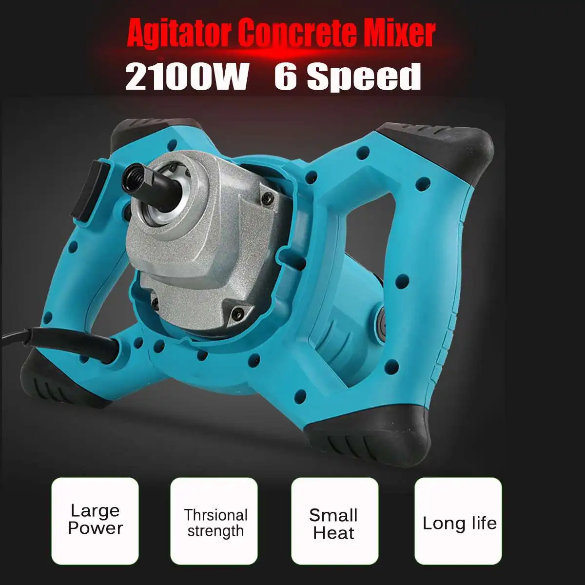 

2100W Industrial Grade Mixer 6 Gear Electric Speed Control 220V Handheld Paint Cement Plaster Mortar Coating Powder Mixer