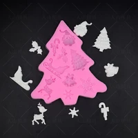 christmas pine tree snowman santa claus elk christmas umbrella fondant chocolate epoxy cake decoration silicone mold