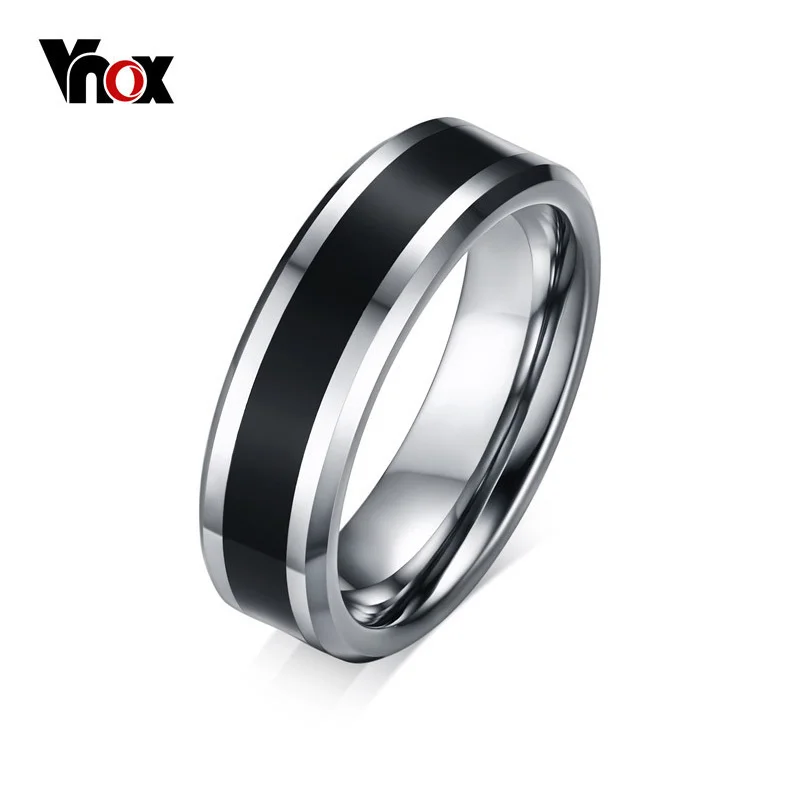

Vnox Men's Tungsten Wedding Bands Ring Thin Black Line Engagement Ring USA Male Jewelry 6MM Wide