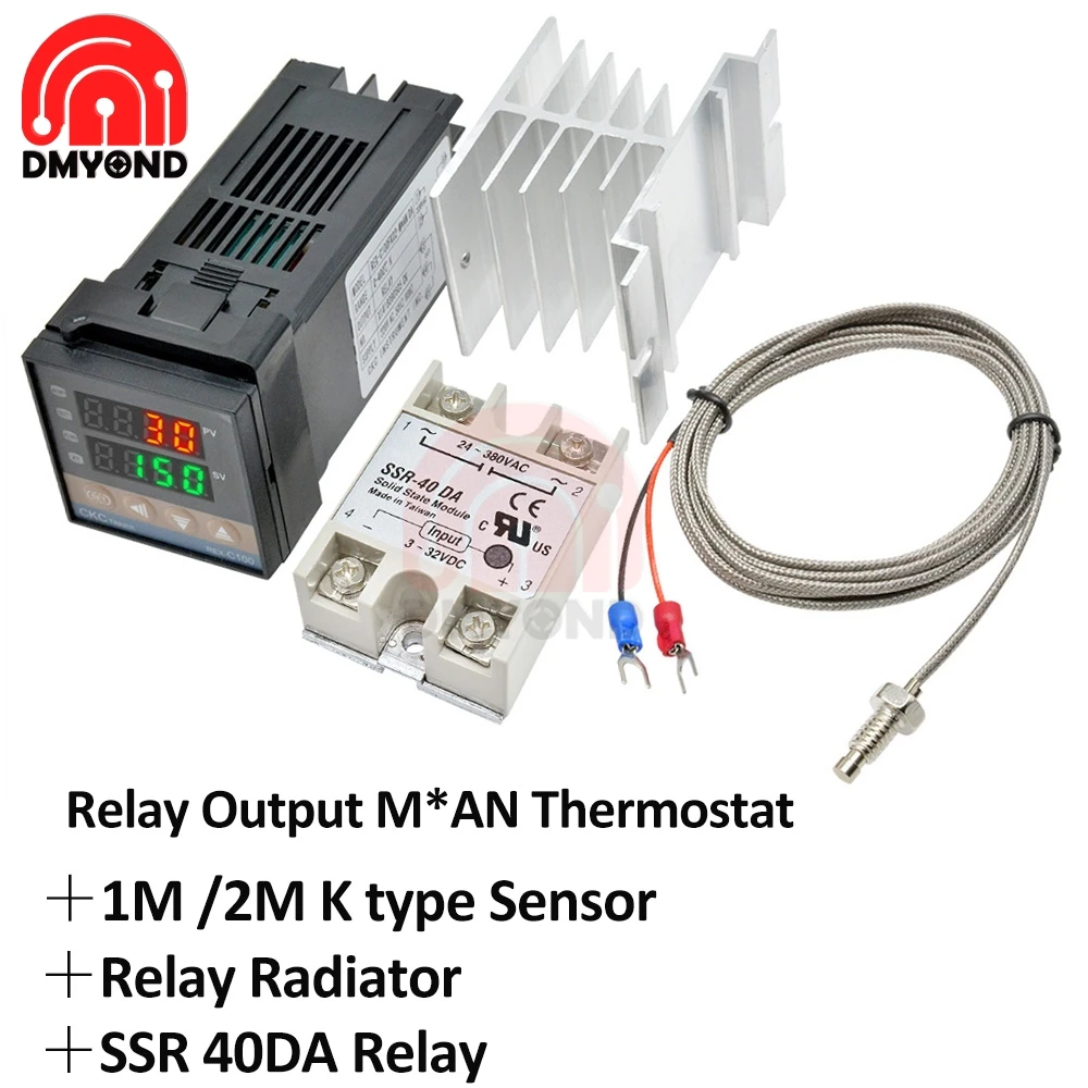 Цифровой регулятор температуры Rex C100 Ssr ПИД-регулятор термостат + 40A SSR реле K