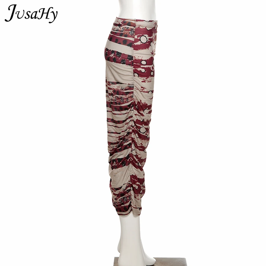 

Jusahy Summer Bodycon Slim Hipster Printing Maxi Skirt Women's Clothing High Waist Street Casual Vintage Trendy Urban Wear