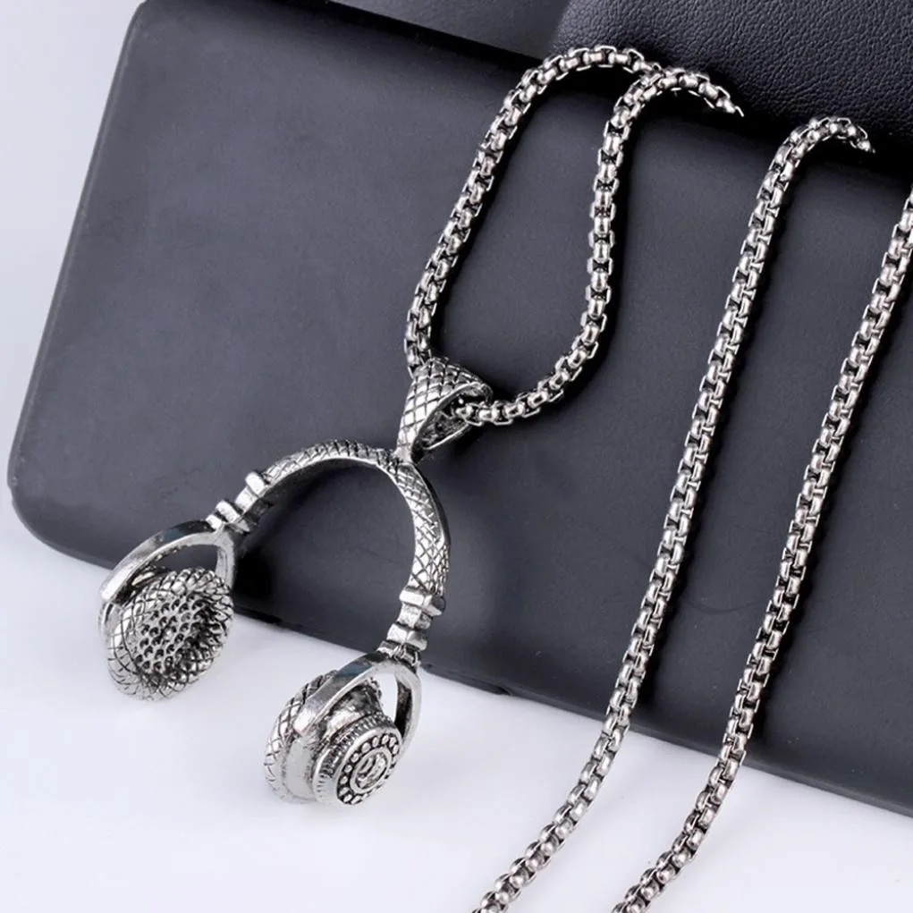 Мужские ожерелья в стиле хип хоп панк микрофон наушники подвеска цепочка