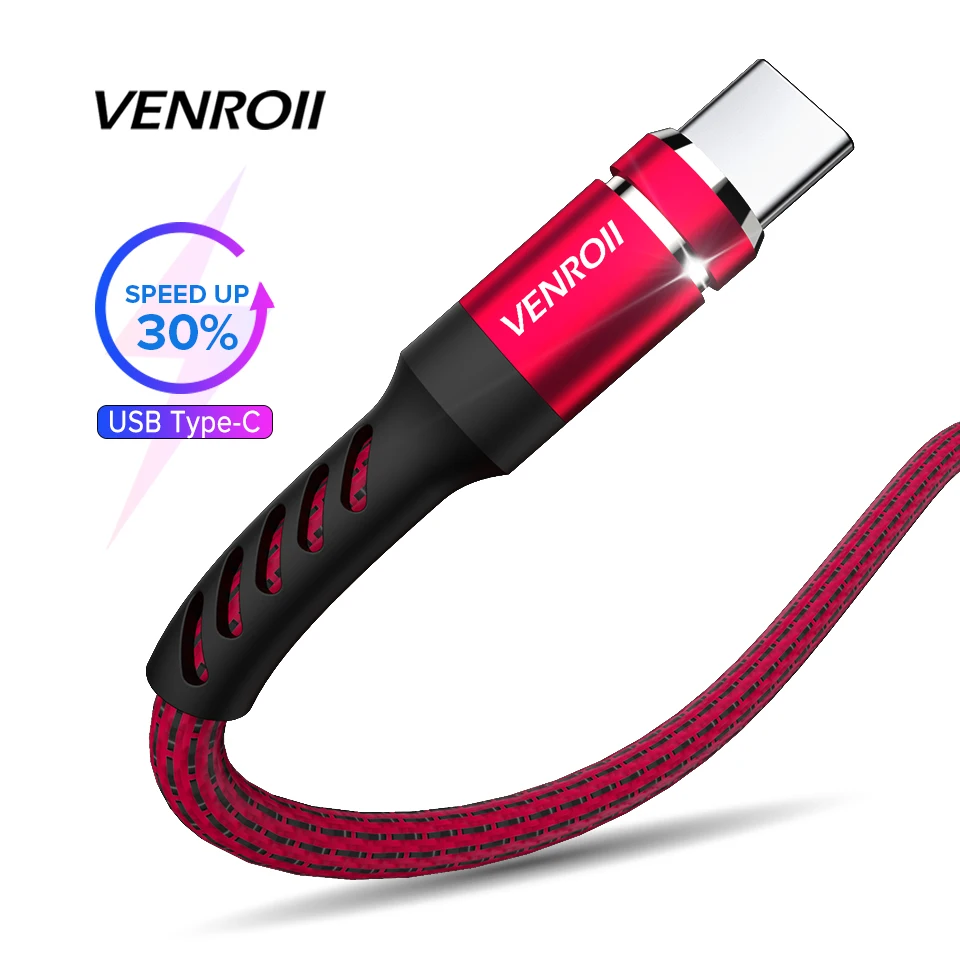Кабель Venroii Type C 1 м для сотового телефона usb кабель зарядки Oneplus 6 T USB быстрое