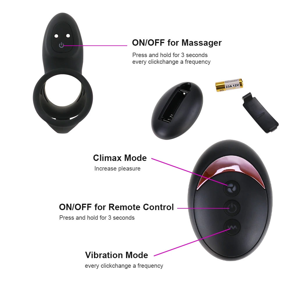 Кольцо на пенис с дистанционным управлением вибратор длительный срок службы