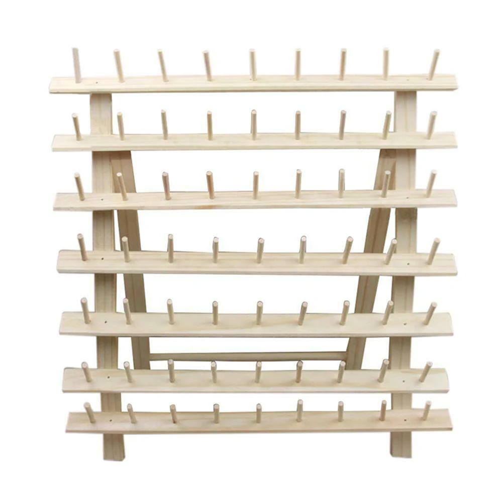 

63 Spool Wood Sewing Thread Stand Organizer Embroidery Storage Rack Holder Bracket CLH@8