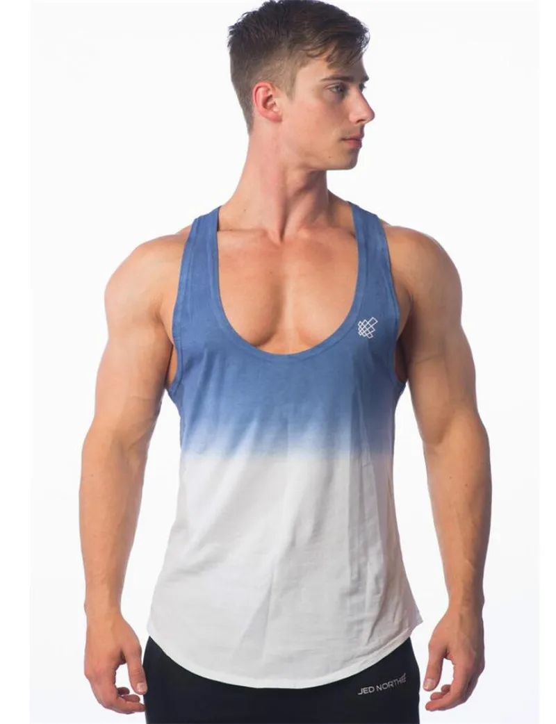 Майка для мужчин фитнес 2020 майка топик мужская одежда градиент цвета сетка