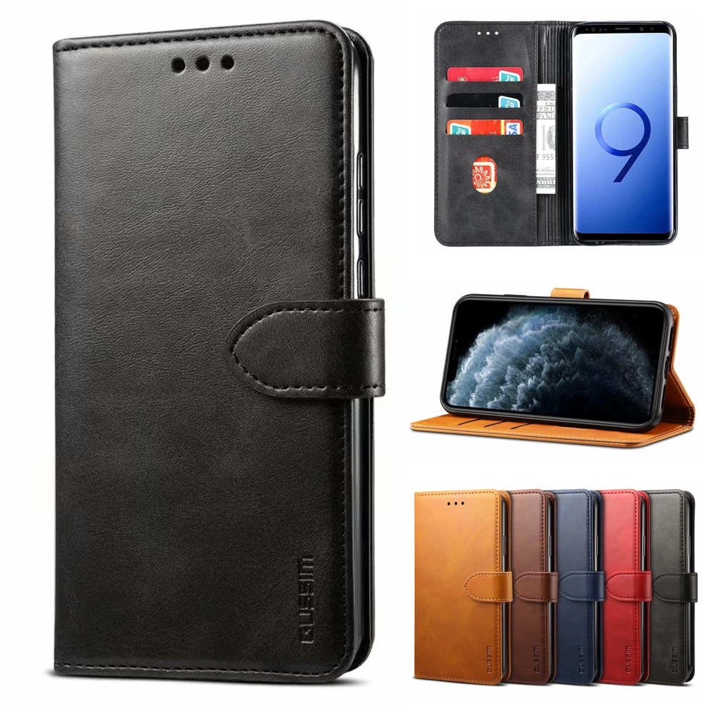 Кожаный чехол бумажник с откидной крышкой для Samsung Galaxy S8 9 10 Plus A40 A 50 A41 A51 A71 A50 A70 A12 A32
