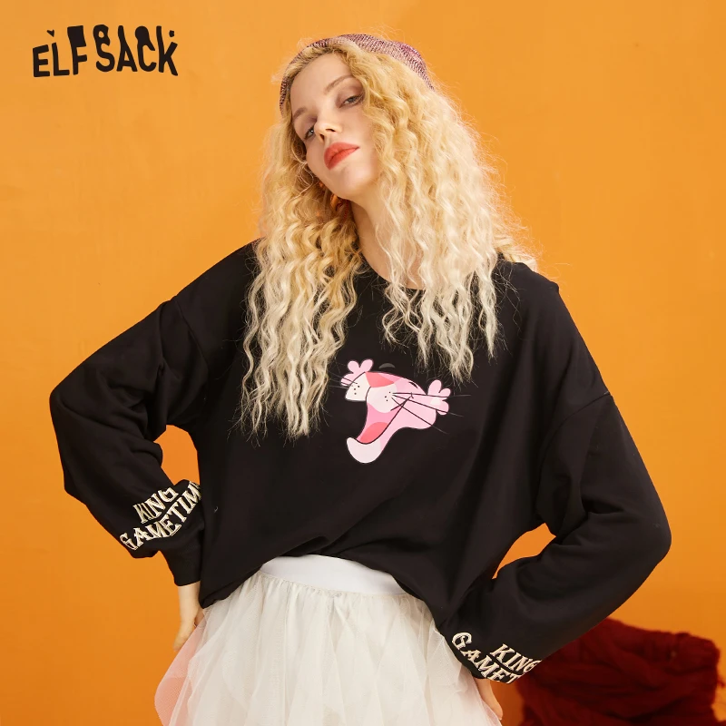 Женский однотонный пуловер ELFSACK Розовый Повседневный свитер с мультяшным