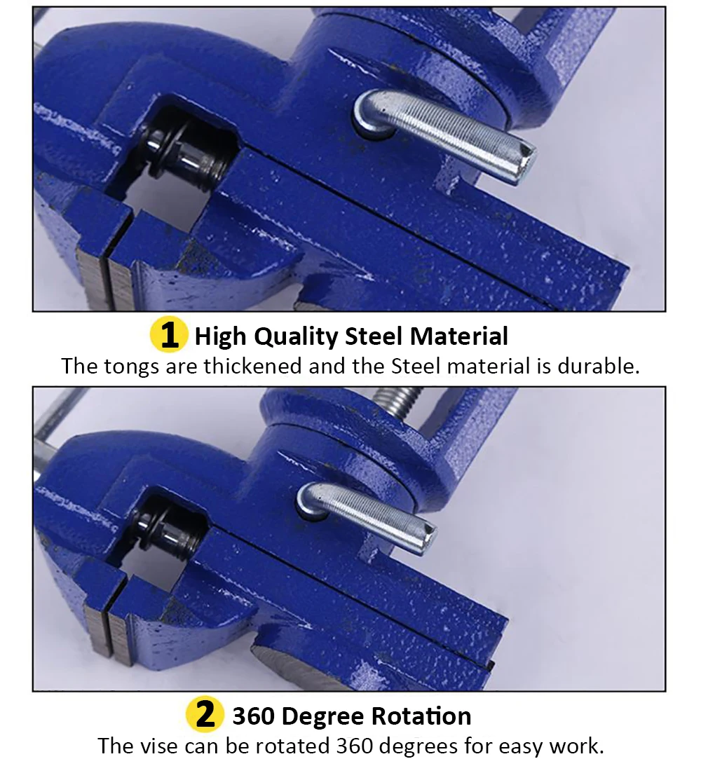 

New Light Duty Mechanic Clamp-on Table Vise 360 Degree Swivel Base Cast Iron Table Top Clamp Press Vice with Anvil
