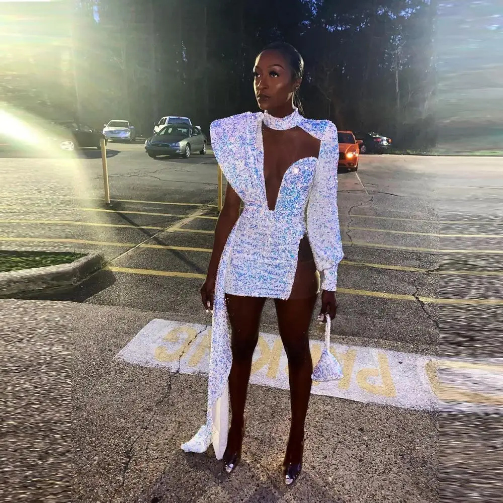 Соблазнительные сверкающие коктейльные платья со шлейфом мини платье и