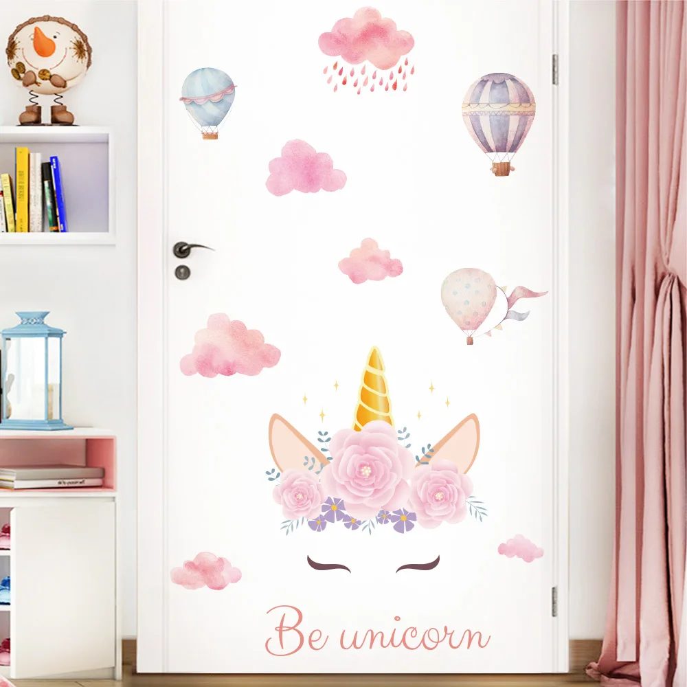 Cute Cartoon Wall Stickers: Fantasy Unicorn Pattern for Girly-Styled Baby Bedroom and Home Decoration (QT1569) image 2