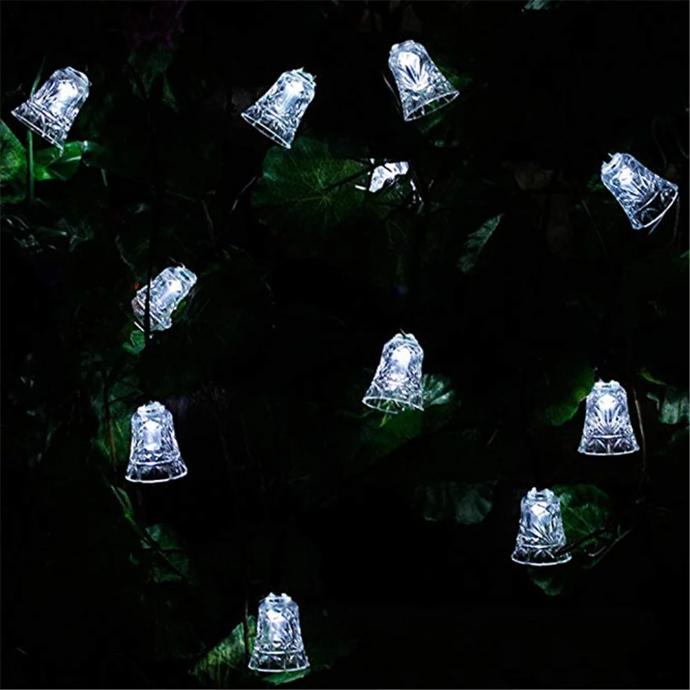 

20LEDs Bell Crystal Christmas Light Solar Fairy String Light Outdoor Waterproof For Holiday Party Yard House Decor String Light