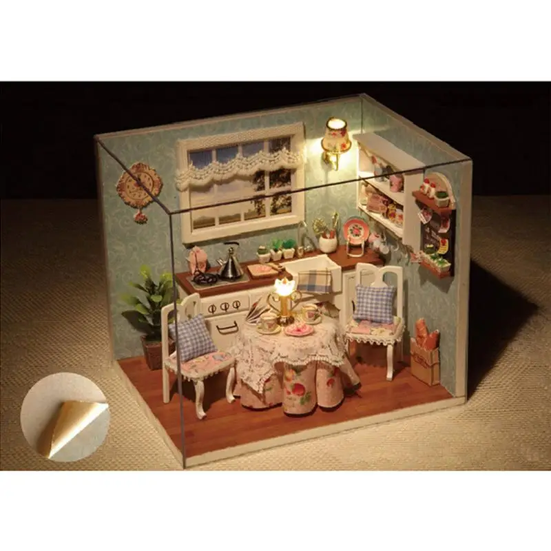 PBPBOX Кукольный дом DIY Миниатюрный Кукольный домик Модель деревянная игрушка мебель Каса куклы Boneca игрушечные дома подарок на день рождения