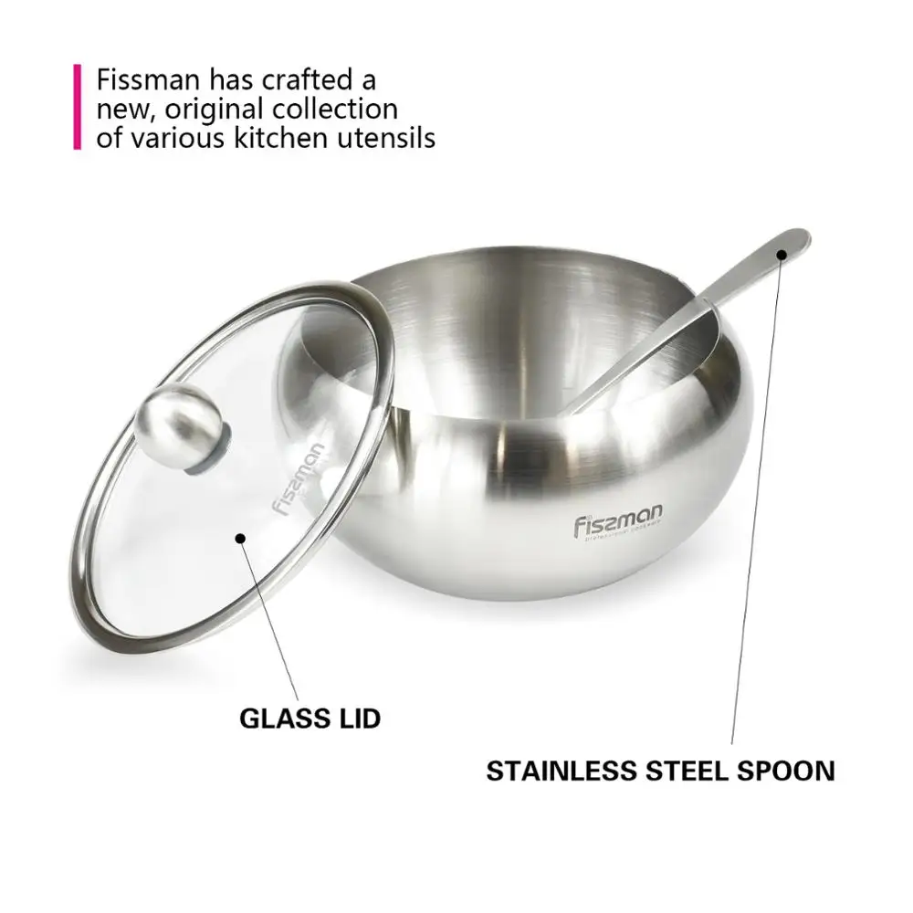 Сахарница с крышкой и ложкой Fissman шейкер для соуса баночка приправ|Сахарницы