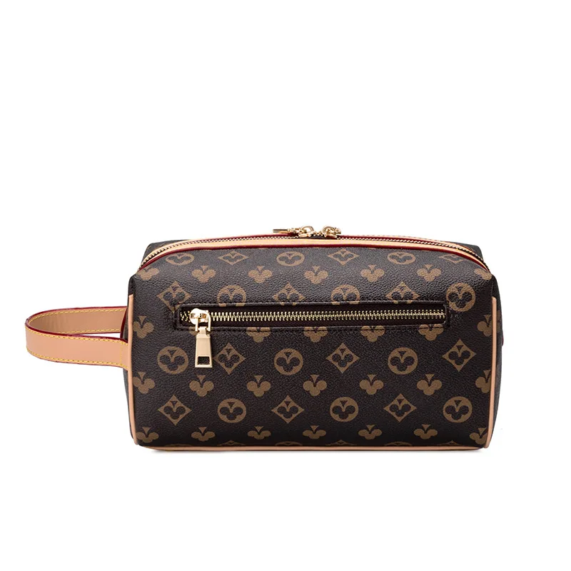 

Cosmetic Bag Large-Capacity Portable Simple Printing Storage Bag Men And Women Portable Cylinder Bag Medium Lattice Clutch