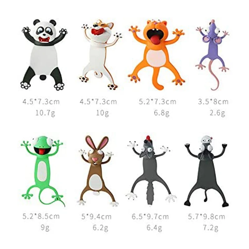 

3PCS 3D Cartoon Animal Bookmark Novelty Cute Funny Wacky Bookmark Book Friend Bookmark for Kids Students Stationery