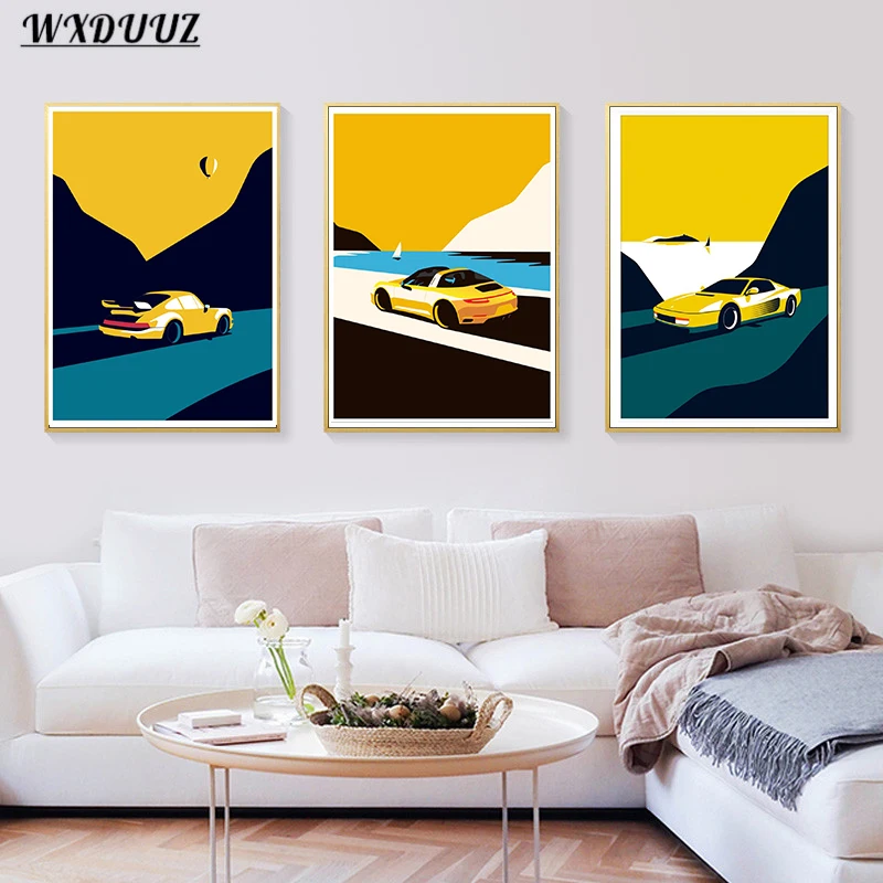 Красочный автомобиль Фотофон 80s фотография девушка пейзаж туризм настенное