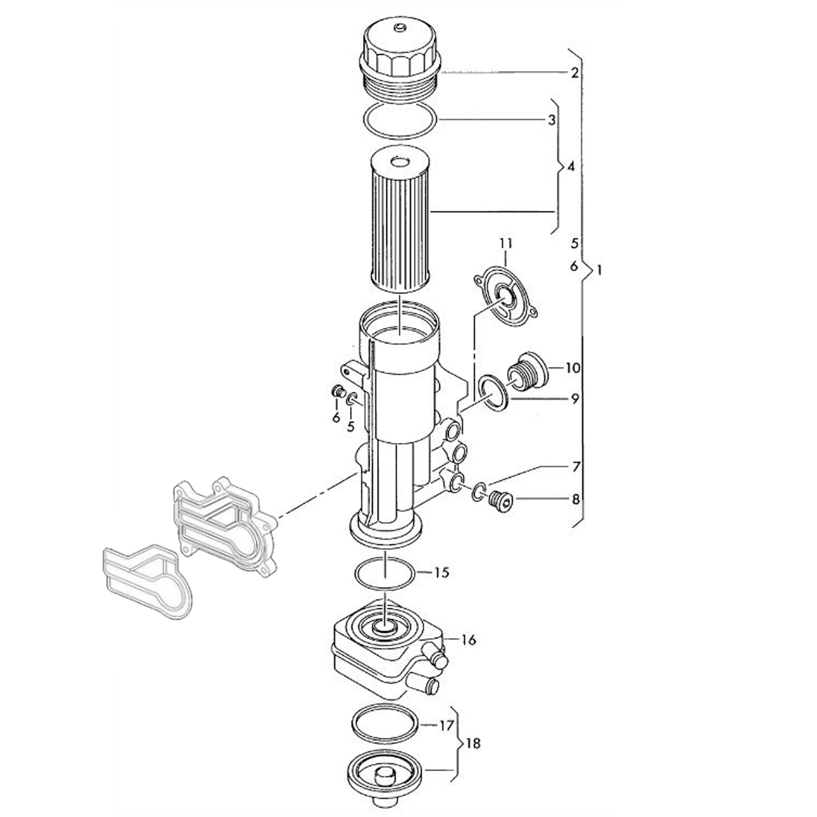 Комплект уплотнений для корпуса фильтра масляного радиатора двигателя