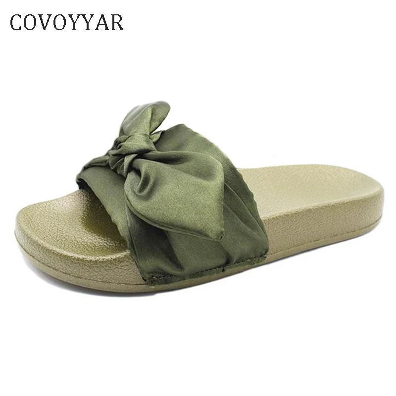 Женские шлепанцы с бантом COVOYYAR летние пляжные сандалии на платформе мягкая