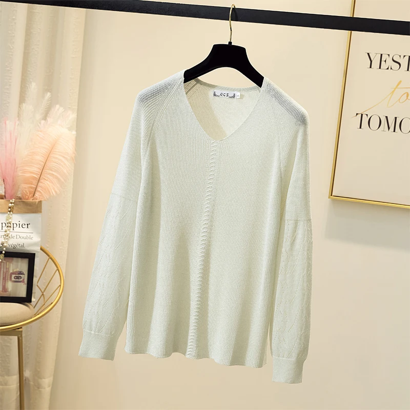 Женский Блестящий свитер с люрексом однотонный базовый пуловер оверсайз длинным