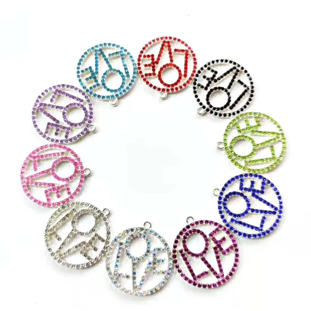 

10pcs Mixed Color Letter Love Rhinestone Charms for Women DIY Jewelry Accessories L3