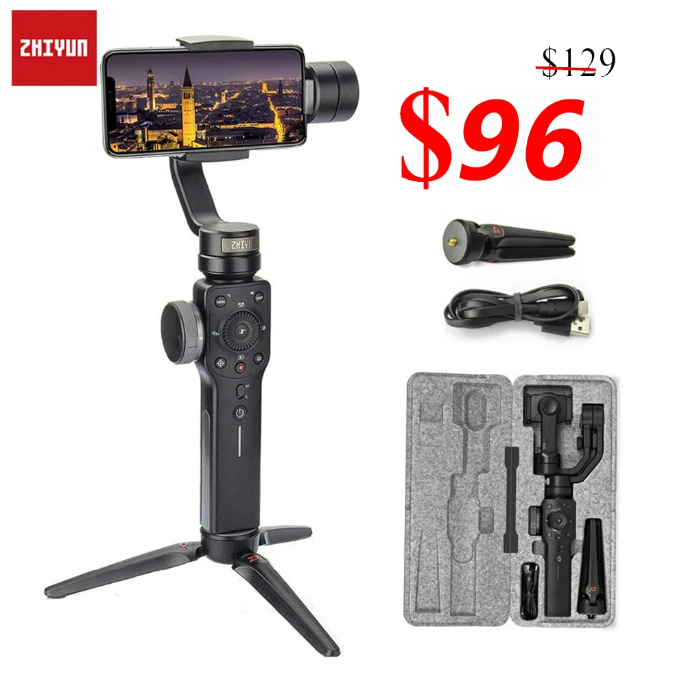 Zhiyun Smooth 4 3 осевой переносной карданный стабилизатор для смартфона iPhone X 8 7 6 6S Plus
