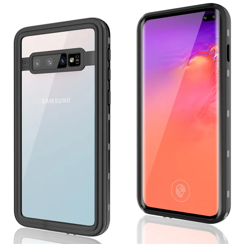 Черный SHELLBOX IP68 Водонепроницаемый чехол для samsung S10 Plus чехол водонепроницаемый полная защита подводный дайвинг противоударный Fundas - Цвет: Черный