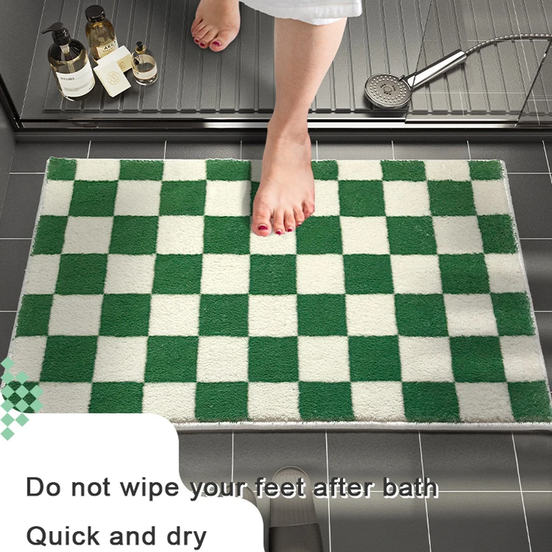checkerboar non slip bathroom mat thickened flocking bathroom rug home decoration entrance door mat bedroom carpet floor mat free global shipping