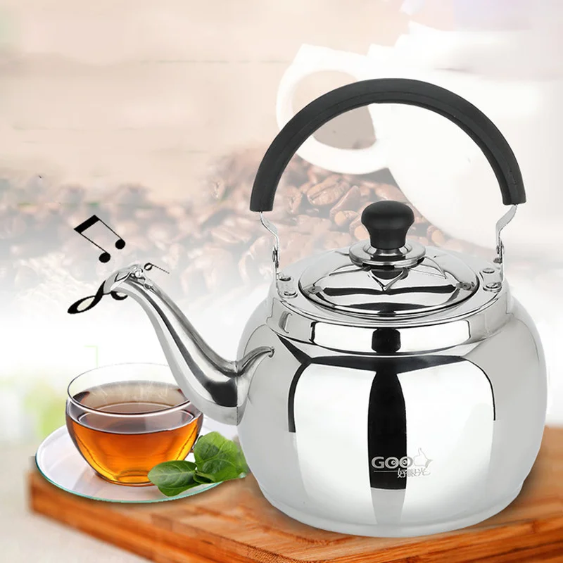 Утолщенный чайник газовый из нержавеющей стали большой объем свисток бытовой