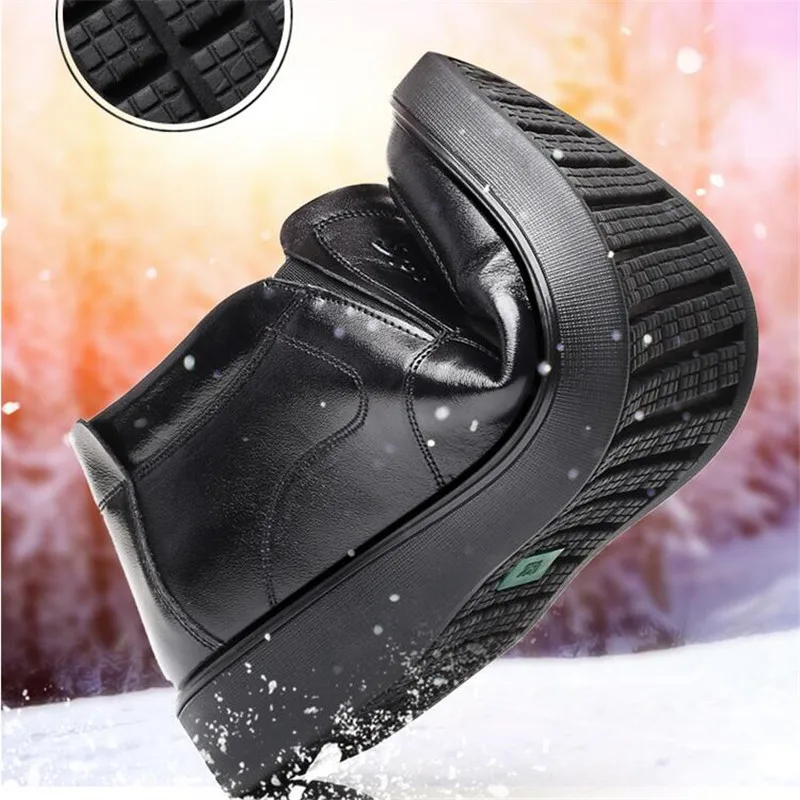 Теплые зимние ботинки с шерстяным мехом мужские черные деловые классические