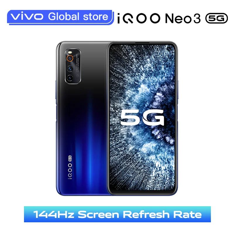 Оригинал vivo IQOO Neo 3 смартфон Snapdragon865 8G 256G 44W зарядка 4500Mah NFC 48.0MP 144Hz экран частота