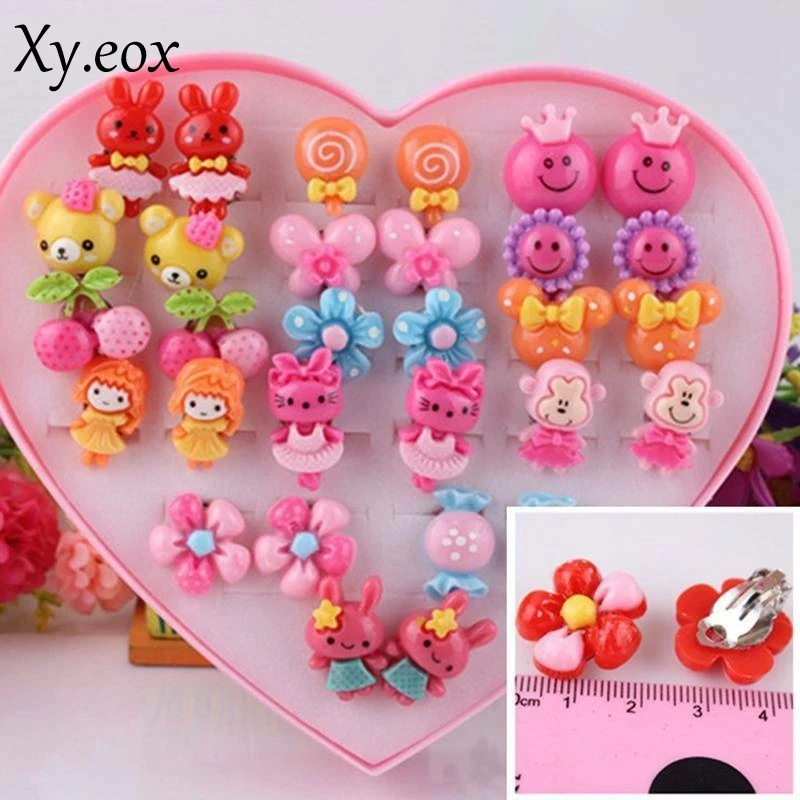 

20Pair Cute Cartoon Resin Clip-On No Pierced Design Earrings For Kids Girls New