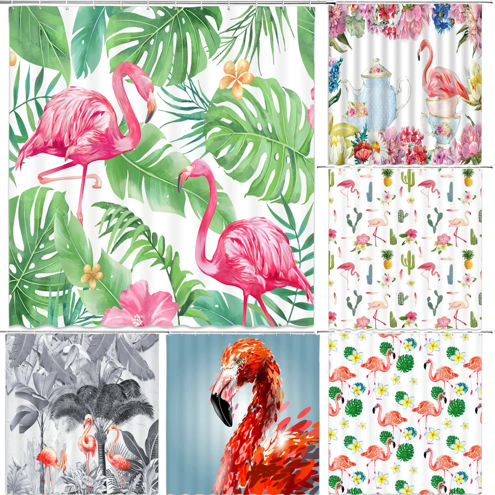 Скандинавские картины фламинго занавеска для душа с животными в ванной