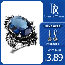 Bague Ringen Новое поступление винтажное большое овальное сапфировое Gemstome кольца для мужчин и женщин 925 пробы Серебряное кольцо юбилей вечерние подарки