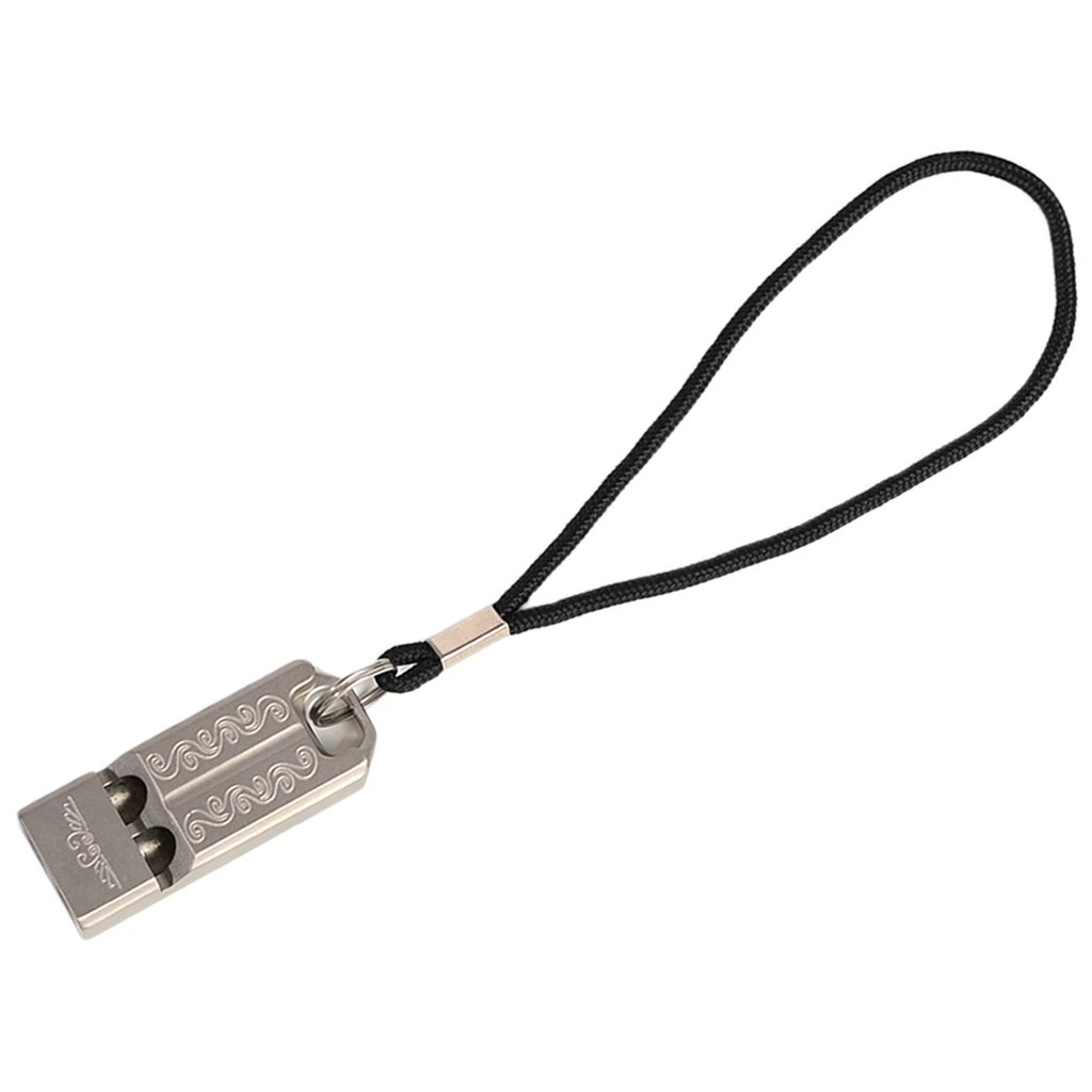 

Titanium Survival Whistle, Outdoor Loud Emergency Whistle with Lanyard for Camping Hiking Sports, 2-Tube Design, Extra Loud