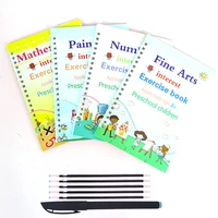 4 books pen magic practice book childrens copybook wipe free reuse 3d calligraphy english numbers and letters montessori toys