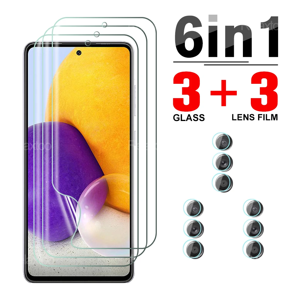 

6 в 1 полное покрытие мягкий гидрогель пленка для Samsung Galaxy A72 4G или 5G экран протектор объектива камеры не Защитное стекло для Samsung 72 6,7"