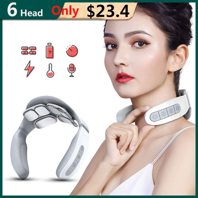Массажер для шеи смарт 4/6D Электрический десятки импульсный горячий компресс