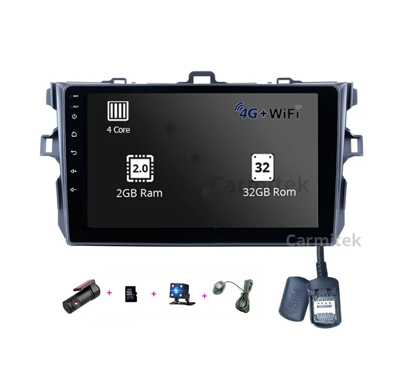 2gb 32gb dvr cam mic Автомобильный центральный мультимедийный gps навигационная система головное устройство Радио Android сенсорный экран 2 din dvd-плеер для Toyota Corolla 2007-2013 - Цвет: 2gb 32gb dvr cam mic