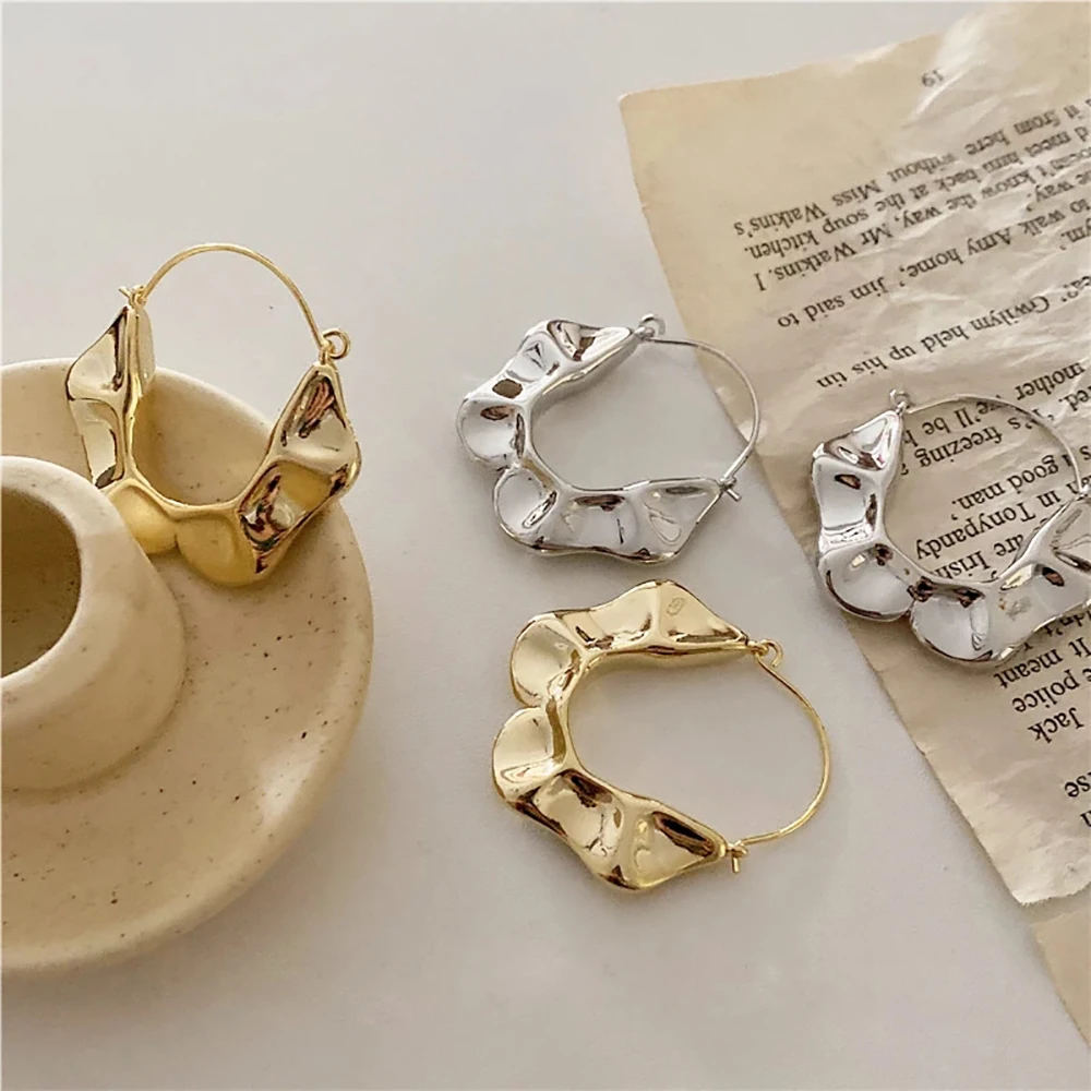 

Ghidbk Vintage Creative Irregular Flower Basket Hoop Earrings For Women Punk Metal Geometric Round Earring Fashion Jewelry Gifts