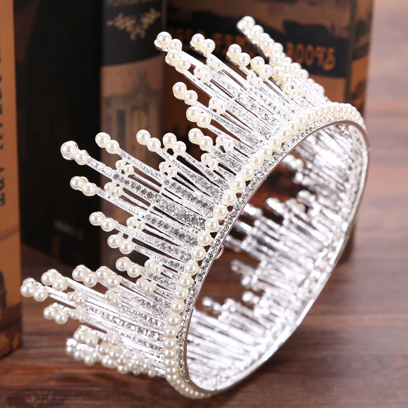 Свадебная искусственная жемчужная Корона серебряного цвета свадебный головной