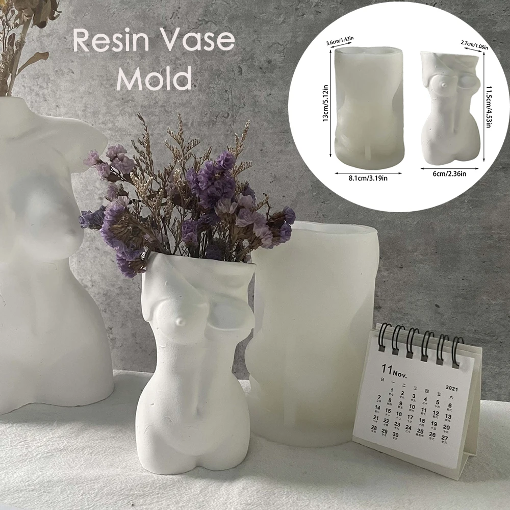 

3D Human Body Plaster Resin Vase Molds Pen Holder Cake Baking Chocolate Mold DIY Candle Making Silicone Flower Potcoration Mould