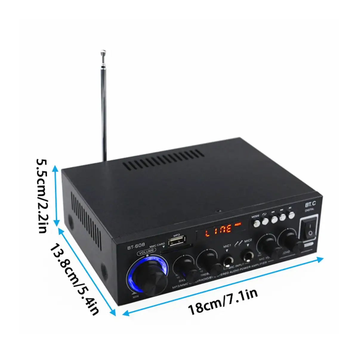 

800W HIFI 2CH Home Bluetooth Amplifier Car Audio Power Surround Sound System Mini Digital Sound Amplifier Audio Processor