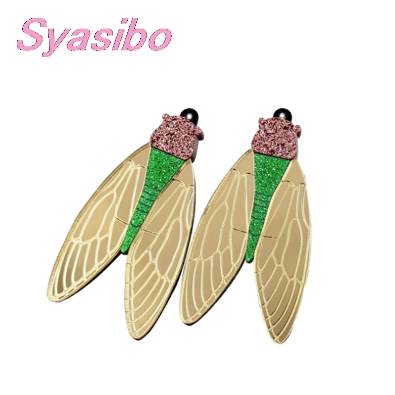 (1 пара) 55 мм акриловые серьги Цикада подарок для вечерние Diy лазерная