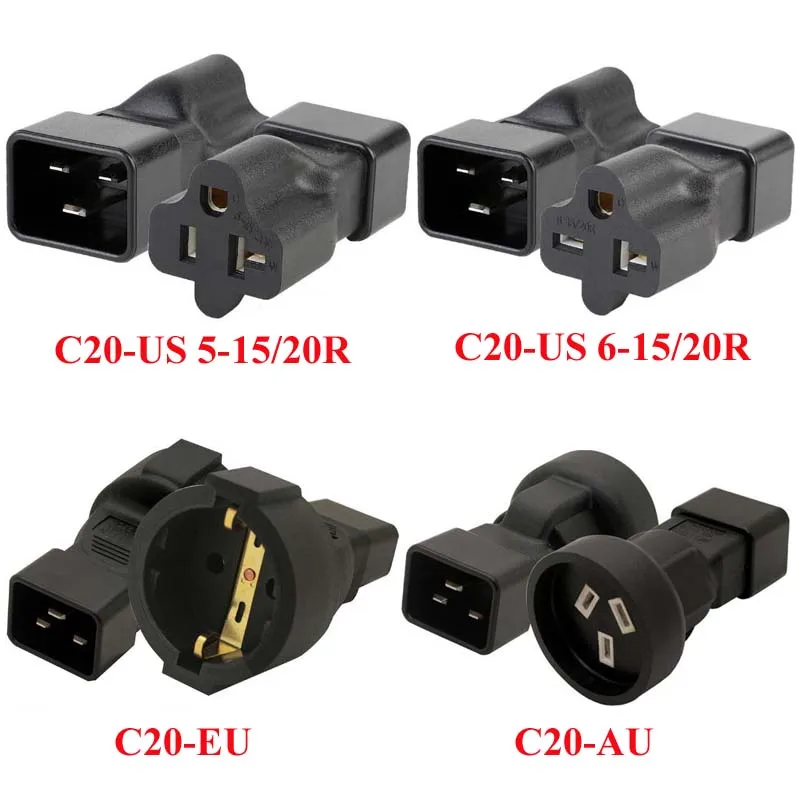 

Черный ПВХ медь 16A/20A 250V IEC320 C20 штекер в EU AU USA NEMA 5-120R 6-20R гнездовой PDU сервер розетка преобразователь