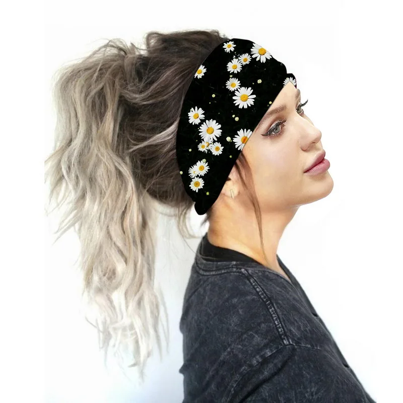 Женская широкая повязка для волос с цветочным принтом 2020| |