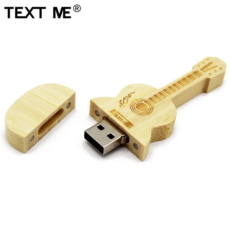 Usb флеш накопитель TEXT ME деревянный с логотипом гитары 4 ГБ 8 16 32 64 usb 2 0 Подарочная